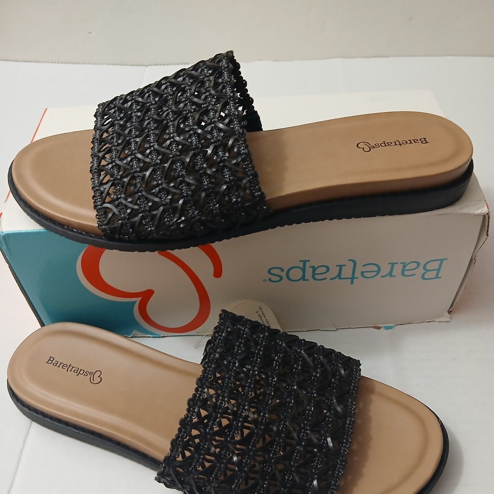 Baretraps Women's Black Slide Sandals Sizes 11/ 9½ New - Picture 1 of 11